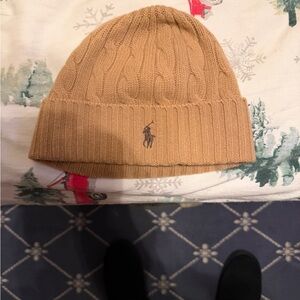 Brand New Mens Ralph Lauren Camel Cable Knit Winter Hat/Beanie